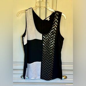 Calvin Klein Black/White/Gold casual-dressy tank top, size medium 100% polyester